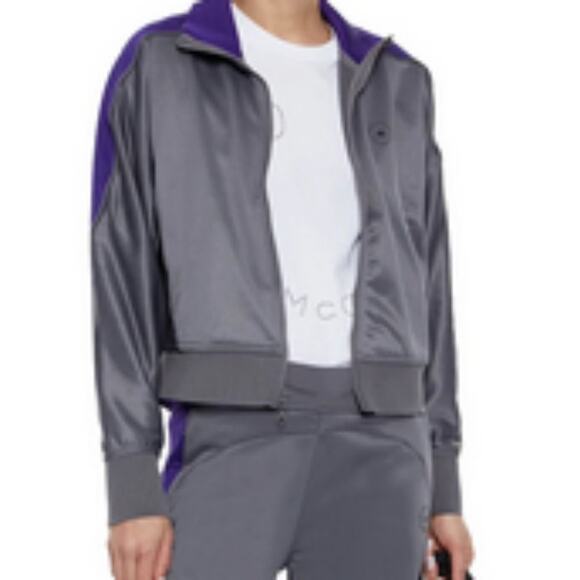 Adidas by Stella McCartney Printed fleece track jacket steel grey L - Picture 1 of 7